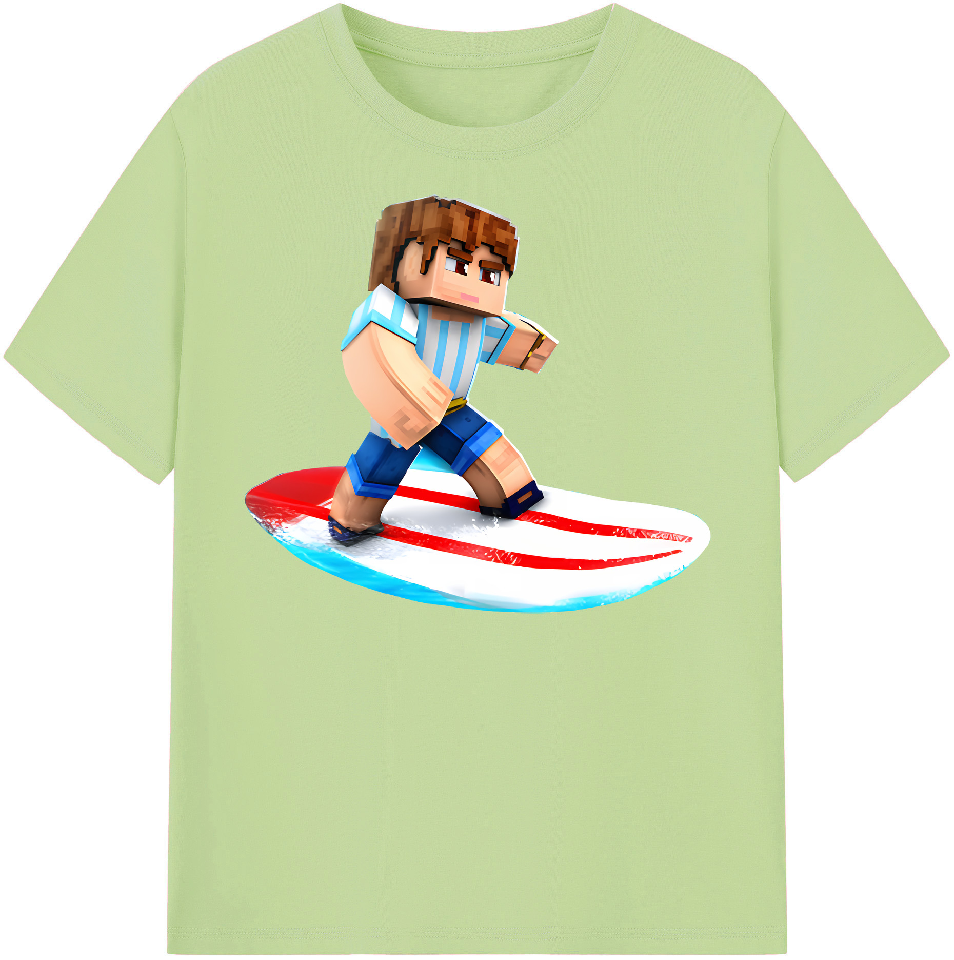 （画像用） マインクラフト ブロックの世界 Minecraft MC Block world 綿100％半袖Tシャツ（フロントプリント）